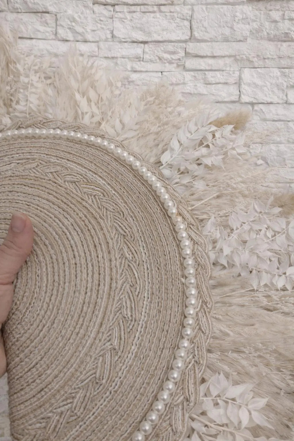 Neutral Bridal Floral Pampas Fan Clutch Bouquet