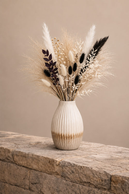 Luxury Large Monochrome Pampas Grass Bouquet with Black Bunnytails