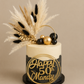 Gold & Black Pampas cake topper wreath