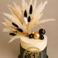 Gold & Black Pampas cake topper wreath