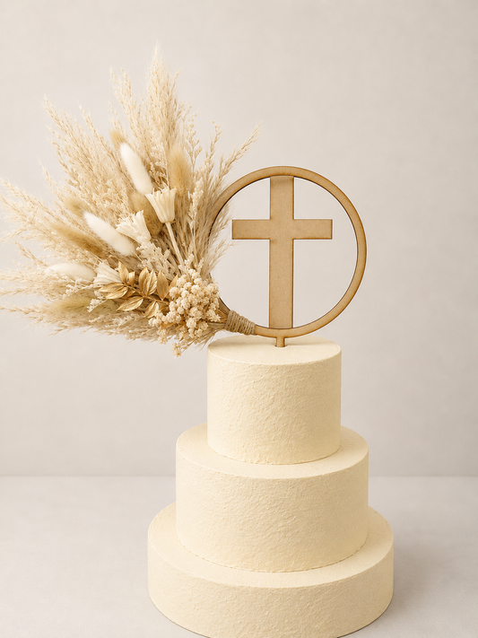 Christening Cross Neutral Cake Topper