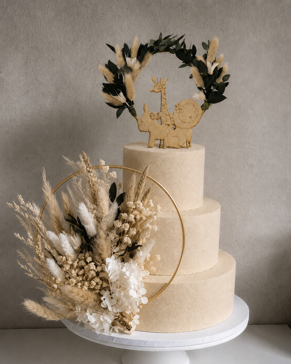 Safari Themed Cake Topper,  Eucalyptus & Pampas Grass, 5'5 inches