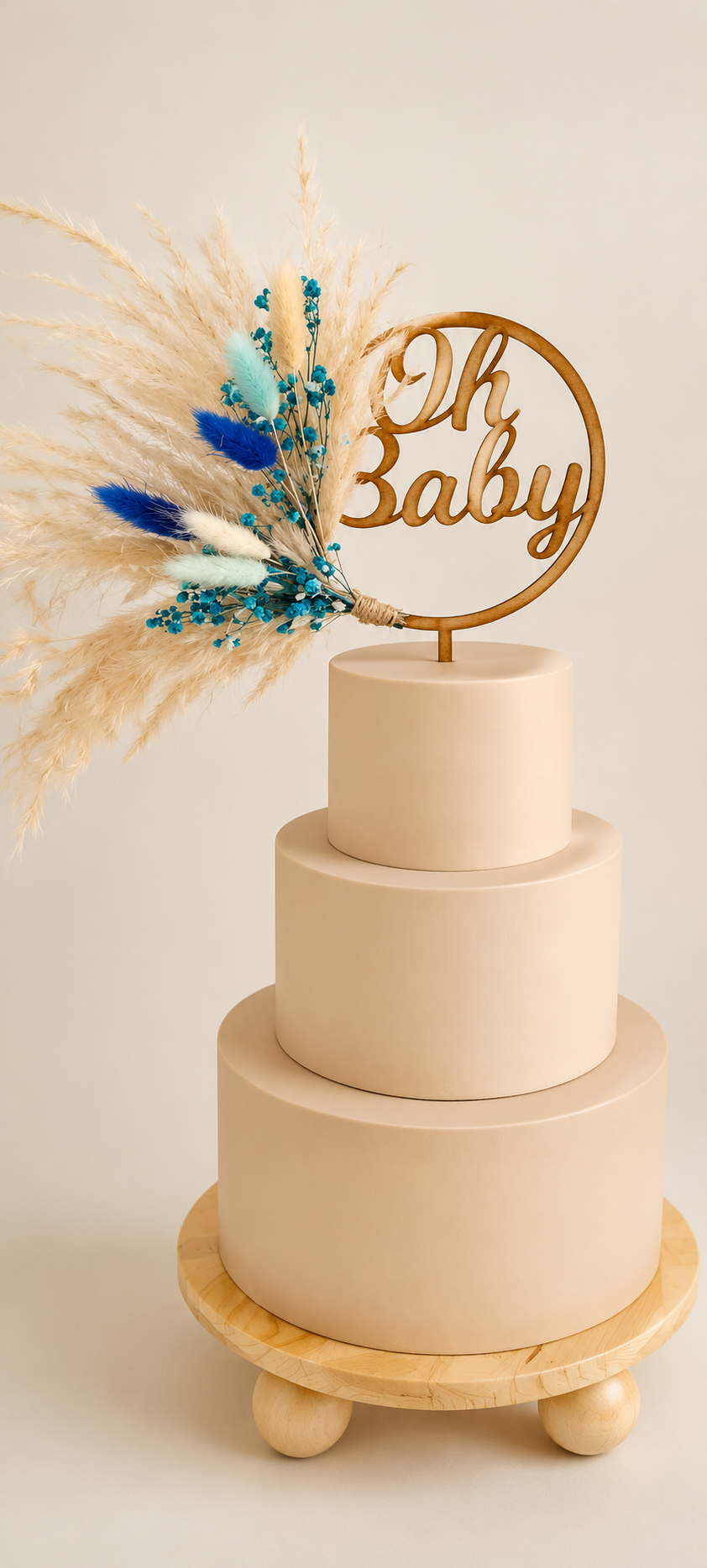 Oh Baby Pampas grass cake topper wreath hoop