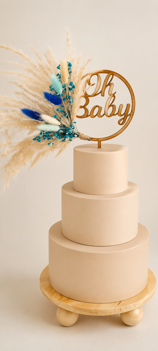 Oh Baby Pampas grass cake topper wreath hoop