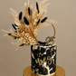 Gold & Black Pampas cake topper wreath
