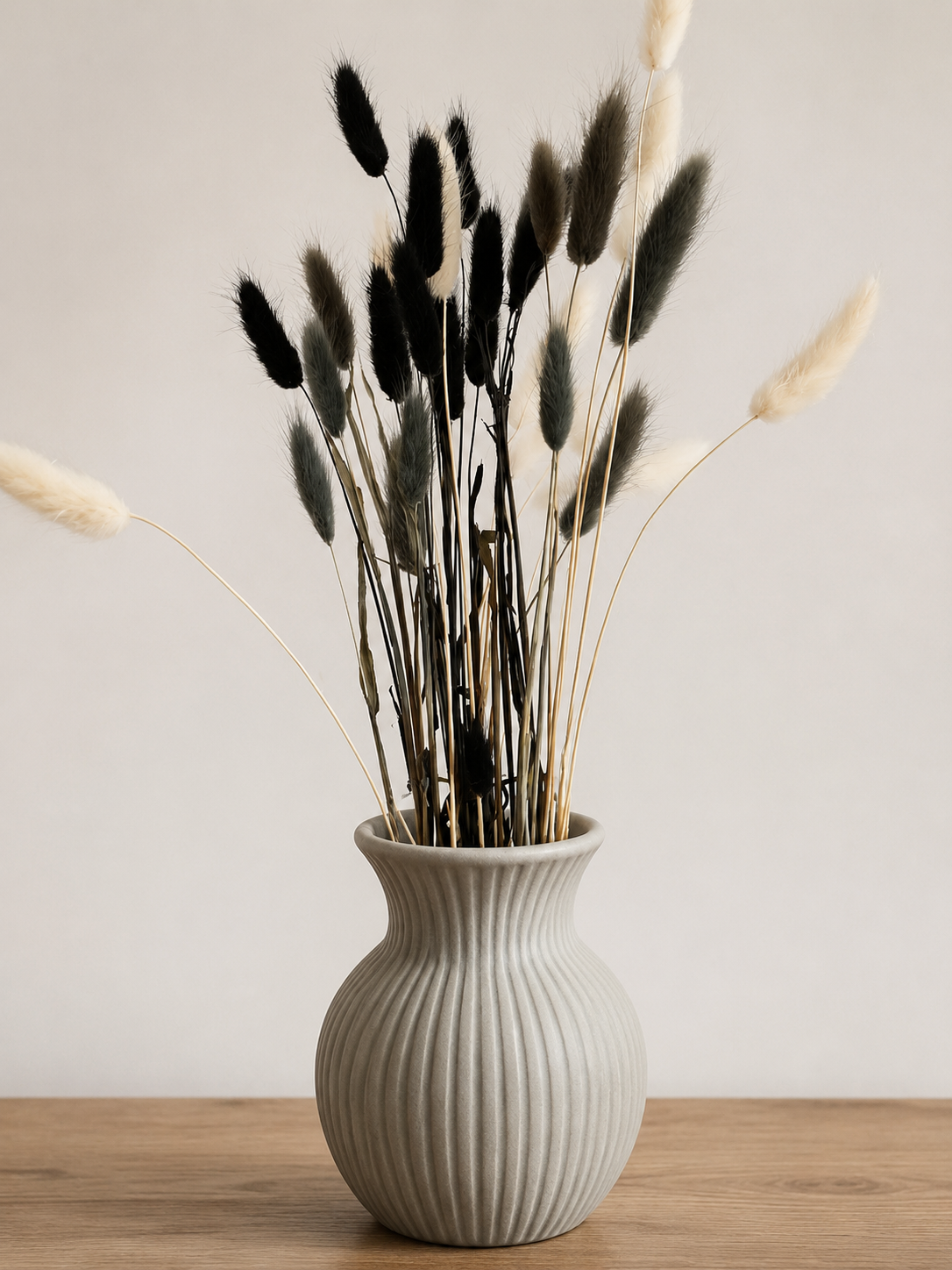 30 Mixed Bunnytails, Black, Grey & White