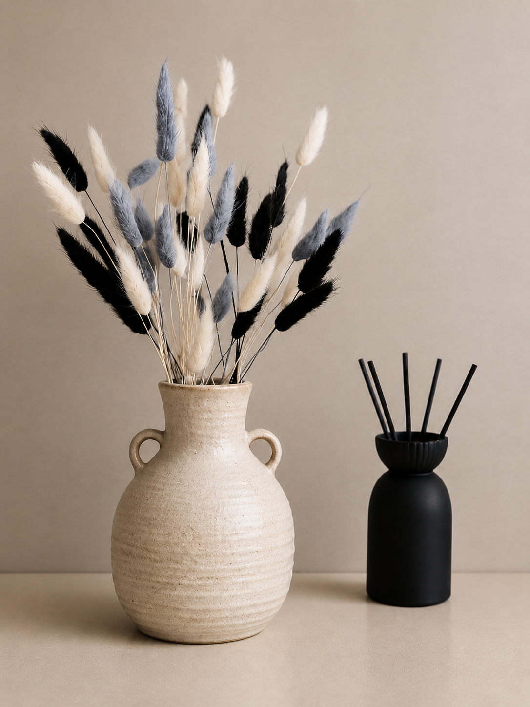 30 Mixed Bunnytails, Black, Grey & White