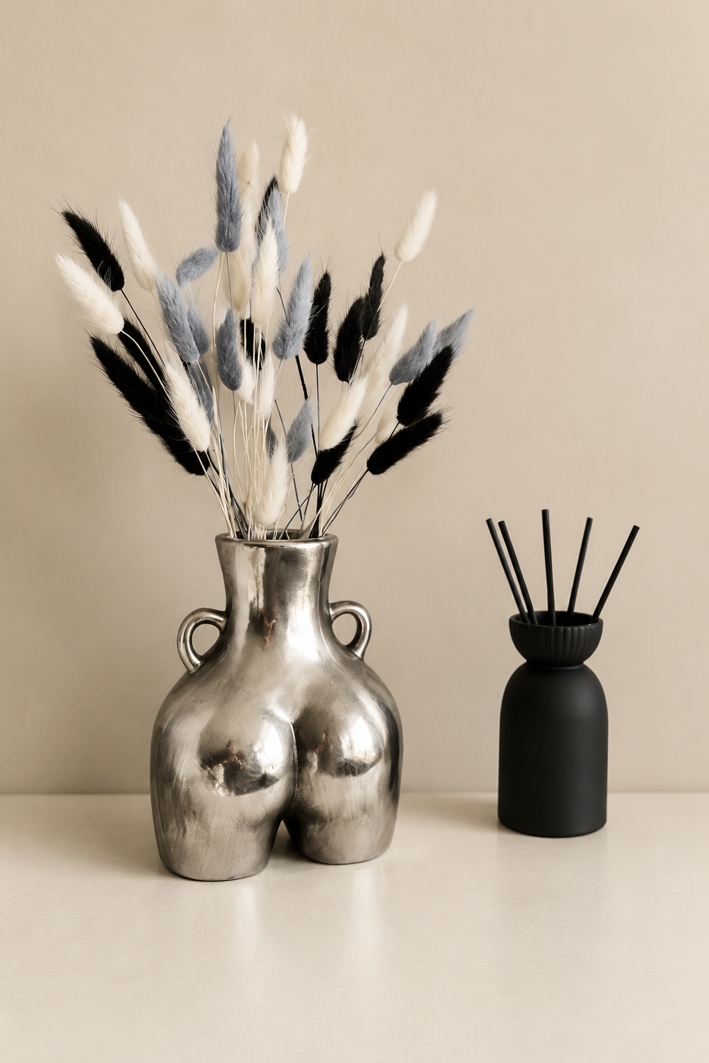 30 Mixed Bunnytails, Black, Grey & White