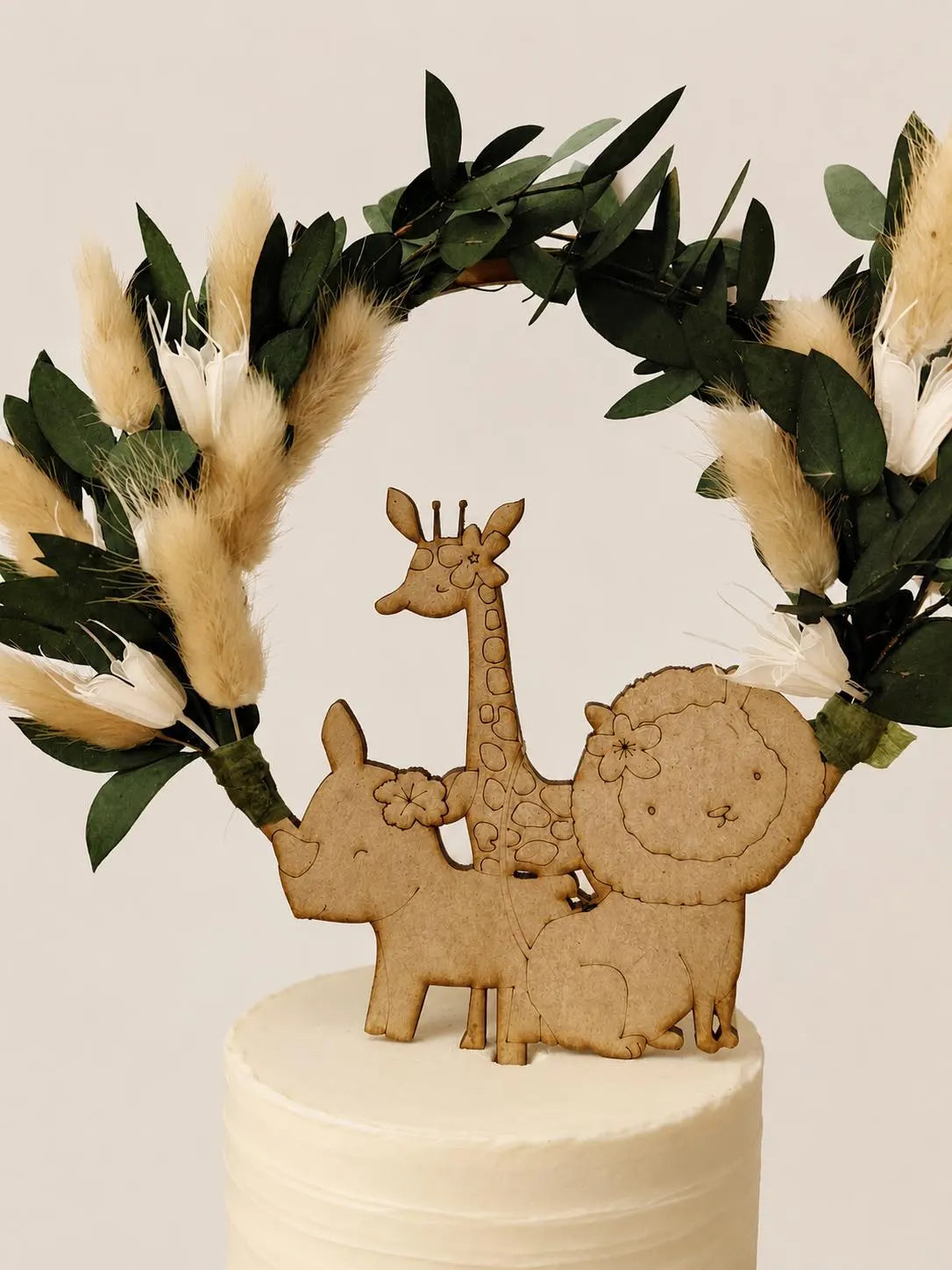 Safari Themed Cake Topper,  Eucalyptus & Pampas Grass, 5'5 inches
