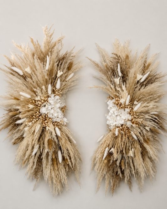 Pampas Wall Decoration | Neutral Mirror surround | Salon Decor | Wedding Arch Flowers