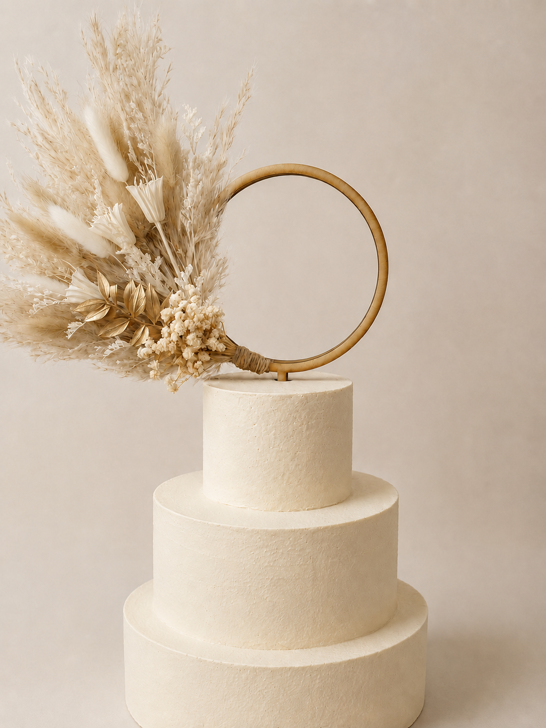 Nude Pampas Grass Cake Topper wreath hoop