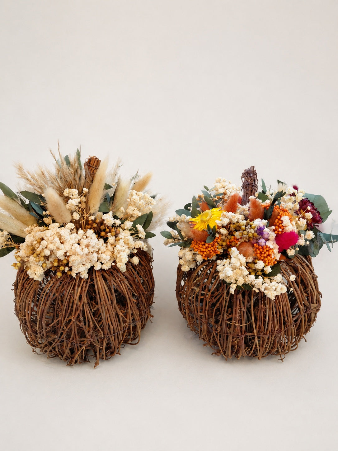 Rattan Pumpkin with dried flowers | Autumn, Halloween Decor