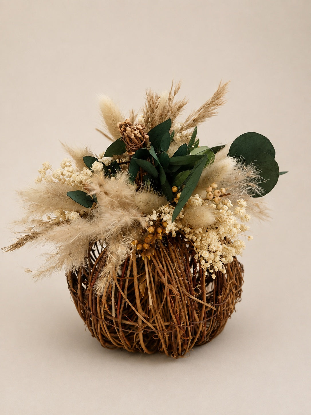 Rattan Pumpkin with dried flowers | Autumn, Halloween Decor