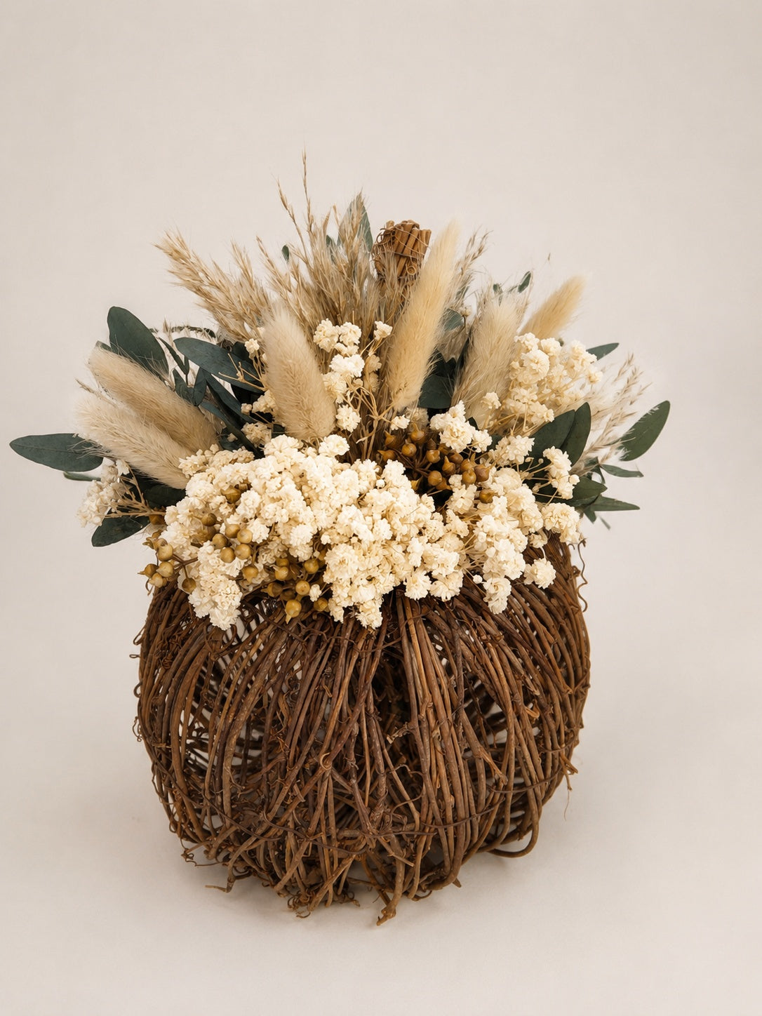 Rattan Pumpkin with dried flowers | Autumn, Halloween Decor