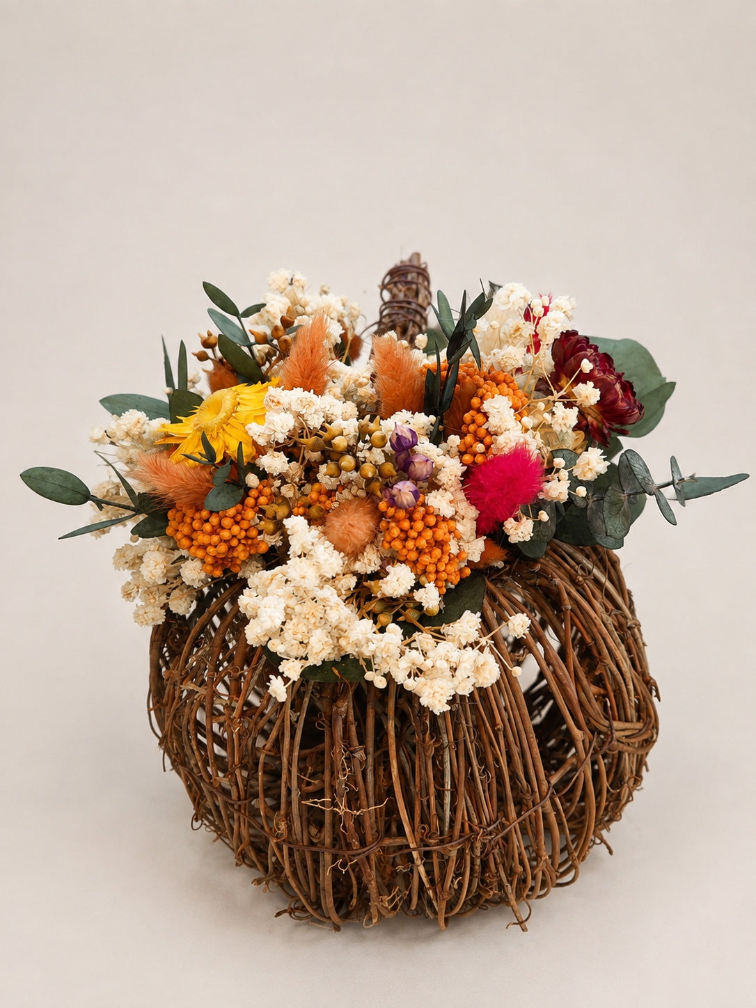 Rattan Pumpkin with dried flowers | Autumn, Halloween Decor